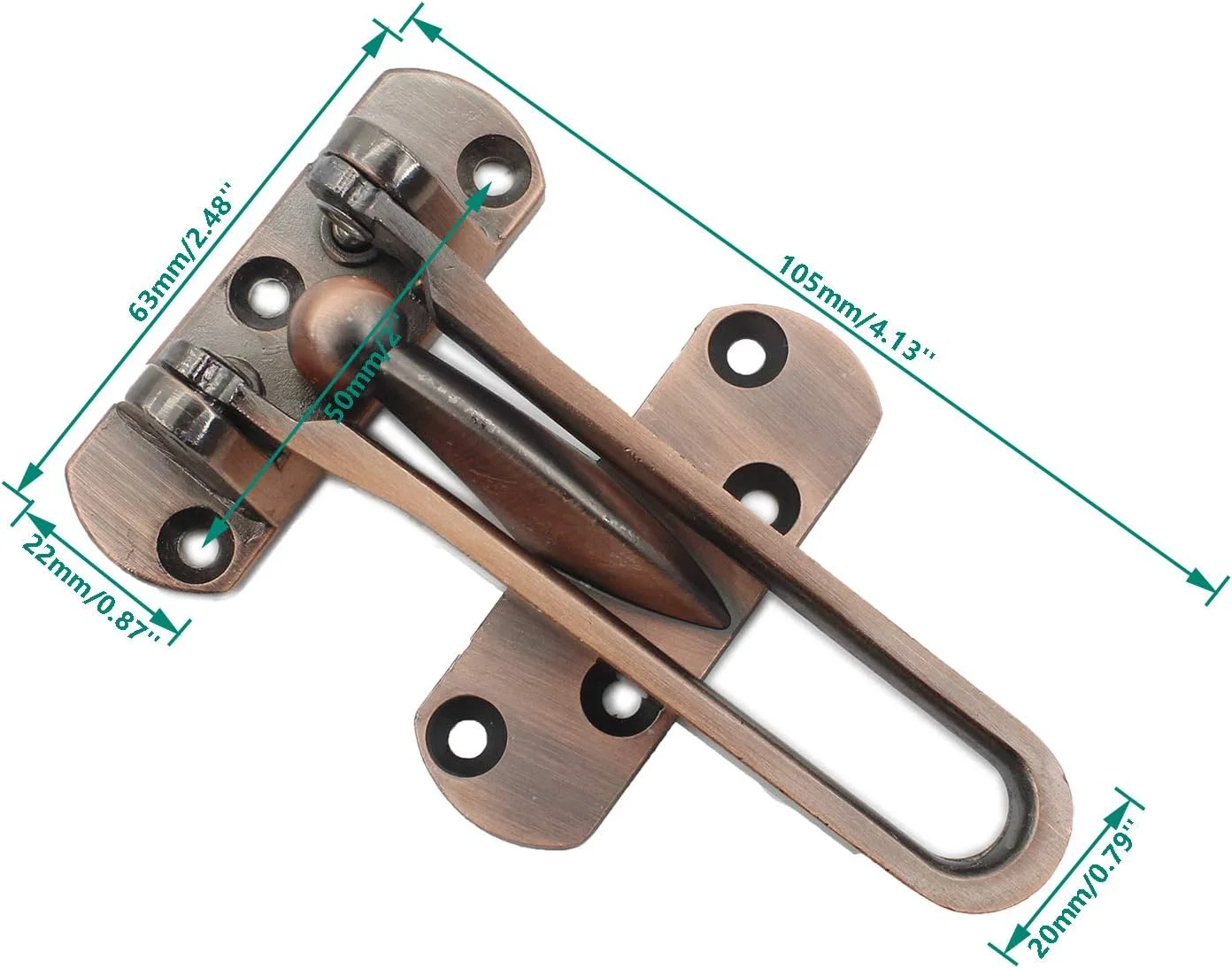 قفل میله ای درب چرخشی 2 عددی، قفل بالایی ULIFESTAR برای درب ورودی، قفل درب استیل ضد زنگ، قفل درب انبار، قفل درب حصار، سخت افزار قفل درب با پیچ های نصب، مسی عتیقه