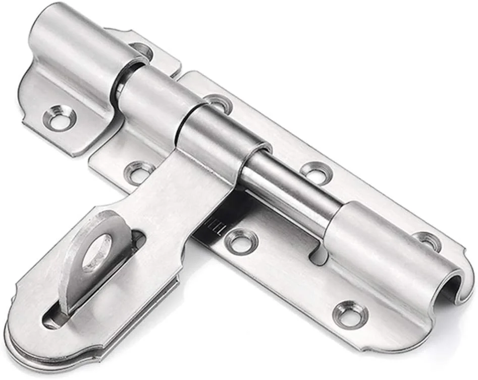 قفل کشویی درب تیبرهام، قفل زبانه ای استیل ضد زنگ 100 میلی متری تیبرهام با گیره قفل، قفل برجک سنگین برای درب های حمام، توالت، باغ، دروازه و سوله