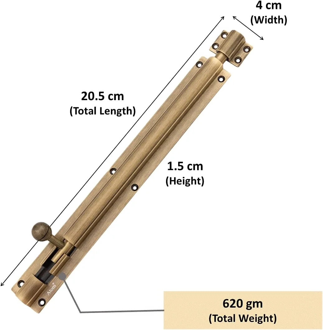 قفل زبانه ای آلومینیومی 10 اینچی Atom TB001 با روکش عتیقه برای درب و پنجره (بسته 6 عددی)