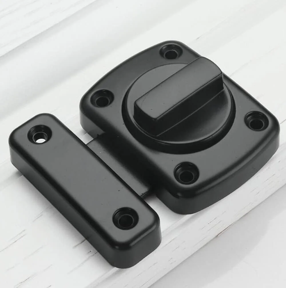 قفل چرخشی تزویق، 2 عدد، قفل درب ایمنی، قفل درب حمام، قفل کشویی درب، قفل چرخشی کابینت پنجره برای اتاق خواب، درب داخلی، قفل تخت حریم خصوصی (مشکی)