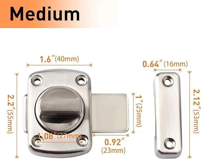 قفل کشویی تزویق، قفل سخت افزاری دو طرفه ایمنی درب با روکش برس خورده