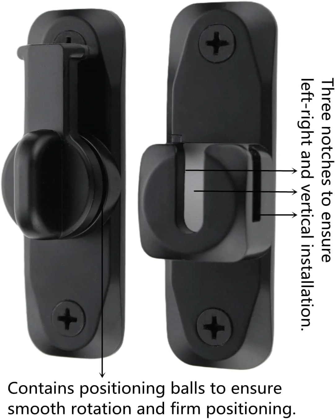 قفل زبانه گردان مشکی تزویق، قفل درب ایمنی میله ای سنگین 180 درجه، طراحی جدید ضخیم و ضد زنگ (زبانه درب گردان 90-180 درجه)