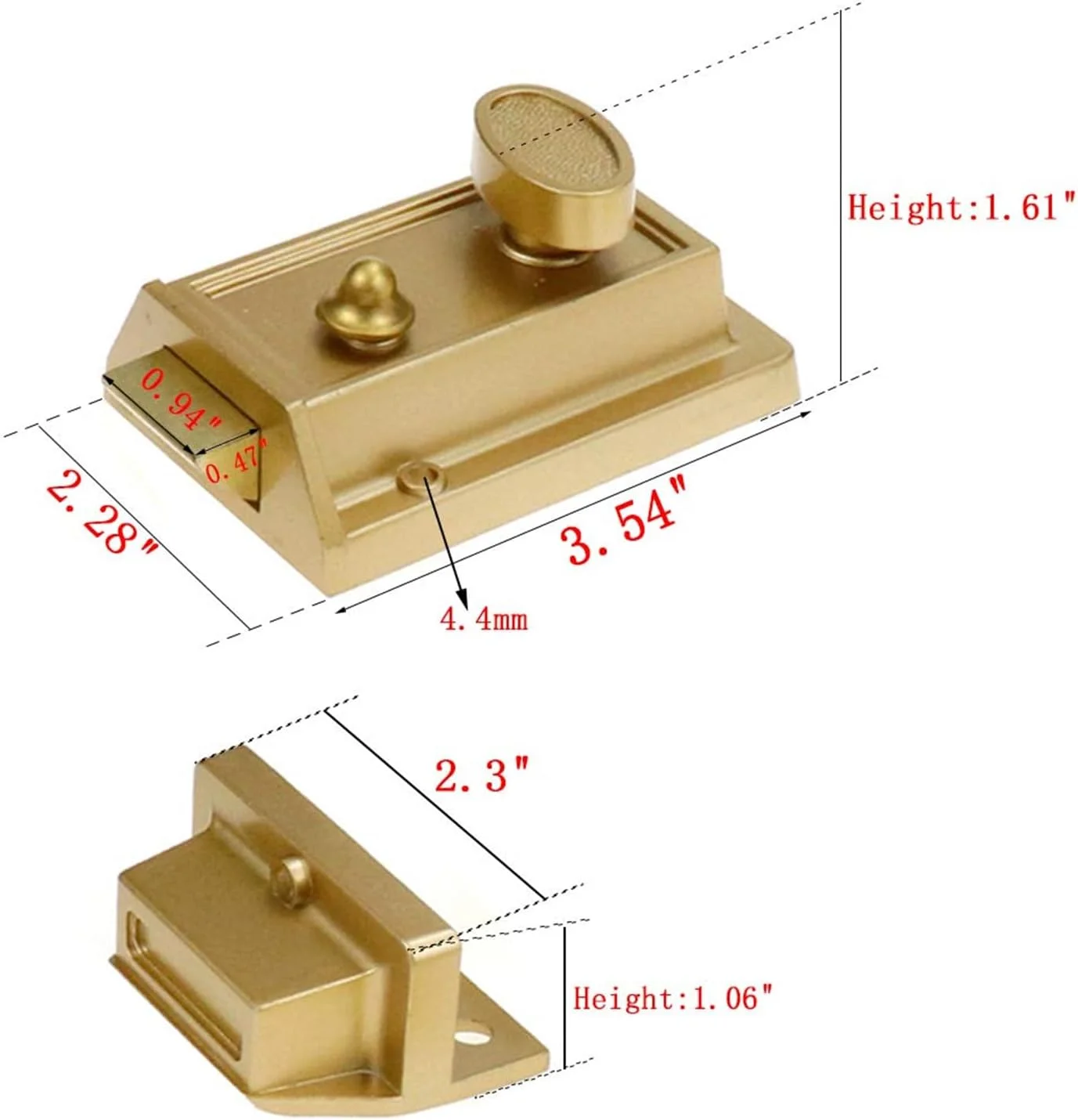 قفل درب حیاطی TERRIFI، قفل دروازه دو قفله با سیلندر برنجی ممتاز، قفل درب با زبانه 60 میلی‌متری، پرداخت برنجی براق، ایده‌آل برای درهای حیاط، باغ و دروازه‌ها
