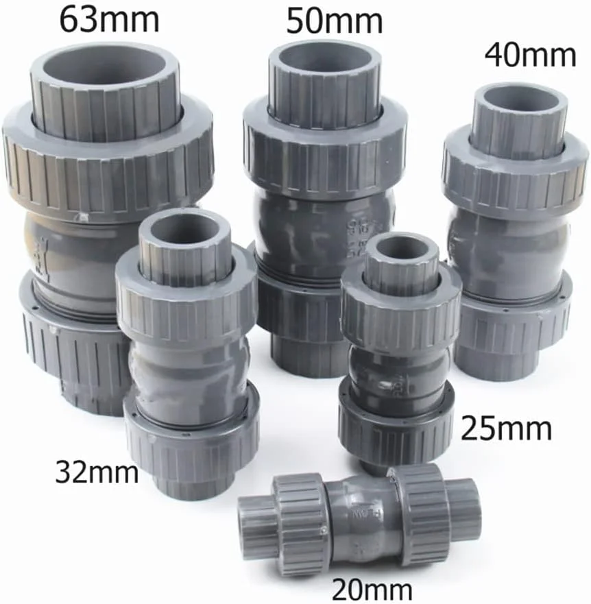 AETOOL - شیر یک طرفه UPVC دو سر کوپله 20 تا 63 میلی متر، جلوگیری از برگشت جریان، اتصالات شیر لوله آب (DN32)