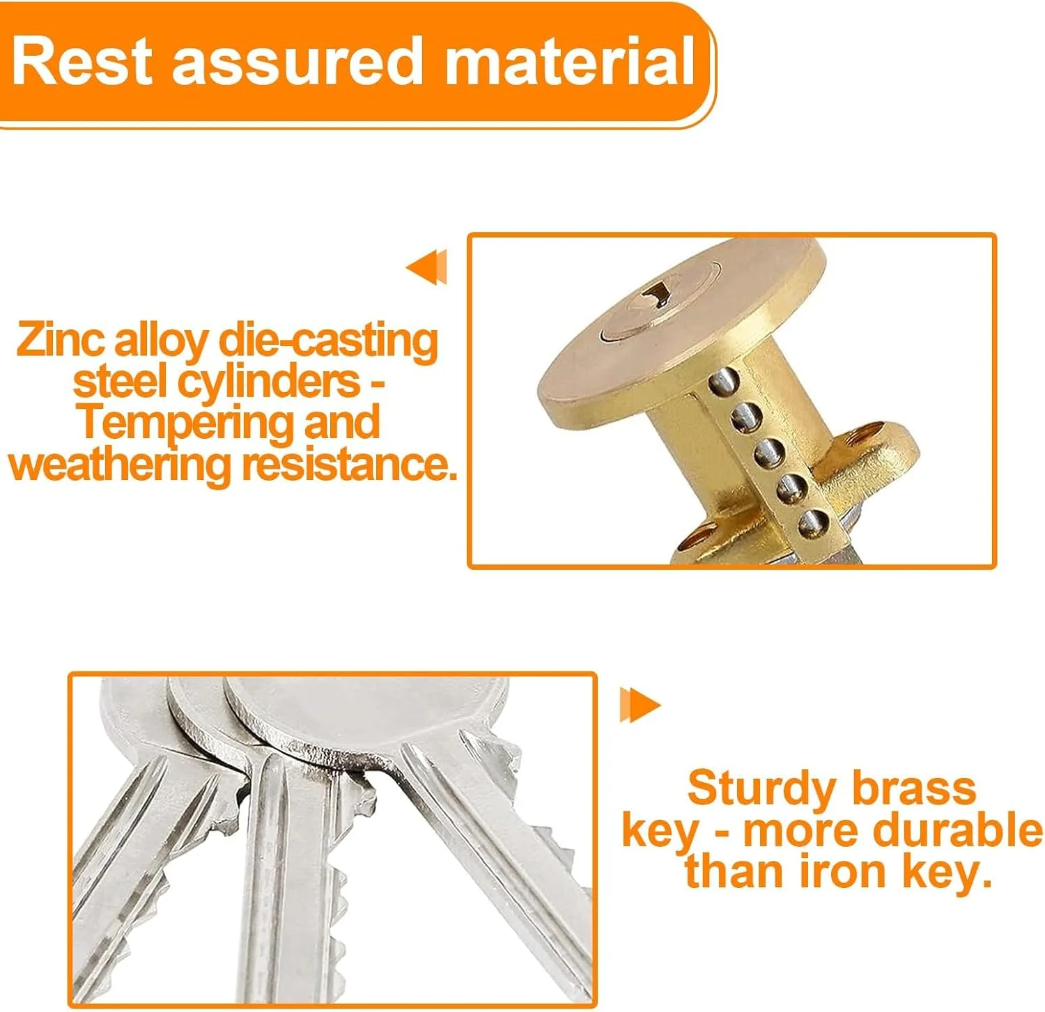 قفل درب حیاطی TERRIFI، قفل دروازه دو قفله با سیلندر برنجی ممتاز، قفل درب با زبانه 60 میلی‌متری، پرداخت برنجی براق، ایده‌آل برای درهای حیاط، باغ و دروازه‌ها