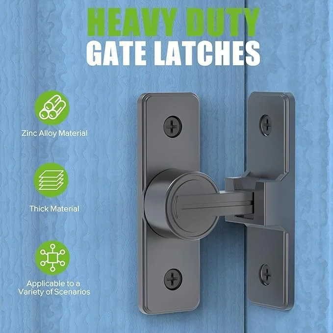 قفل درب سخت افزاری تزویق، قفل درب 90 درجه سنگین، قفل ایمنی درب چرخشی، قفل درب کشویی انبار برای باغ، حمام، فضای باز، گاراژ، پنجره (خاکستری)