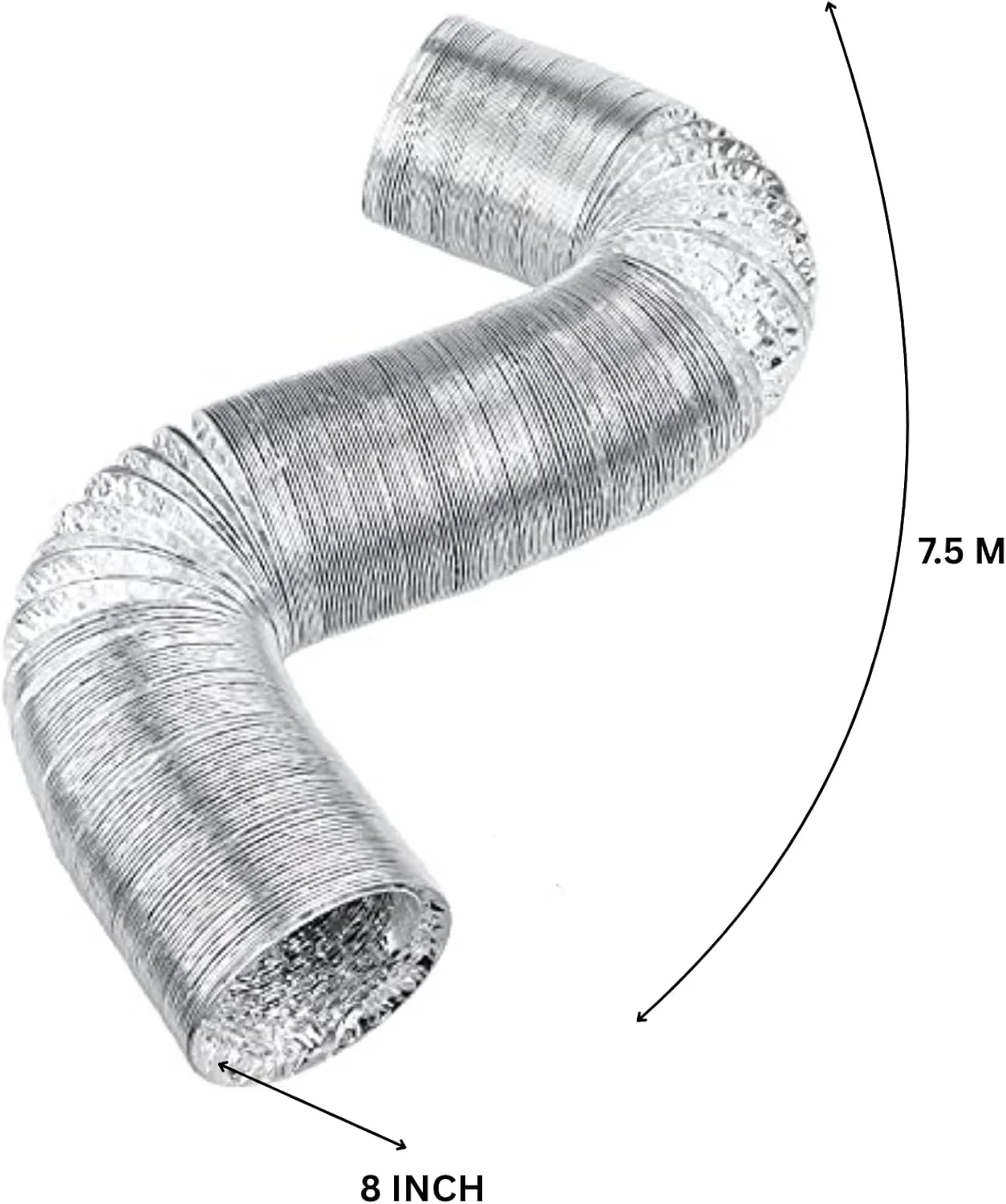 لوله خرطومی آلومینیومی، لوله اگزوز آلومینیومی انعطاف پذیر، مقاوم در برابر حرارت، رطوبت و آتش - KYLAQ (8 اینچ)