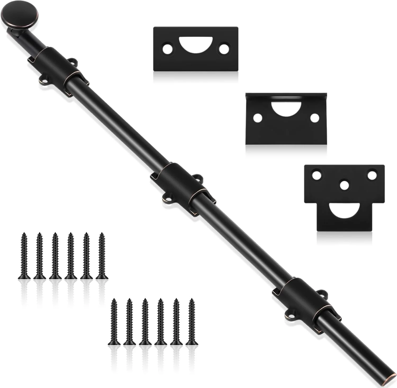 میله قفل درب نی ای 18 اینچی Tandefio، قفل کشویی برنجی سنگین و بادوام برای درب های هلندی، قفل درب زیرشیروانی، قفل درب کشویی انبار، حصار چوبی، درب فلزی، برنزی