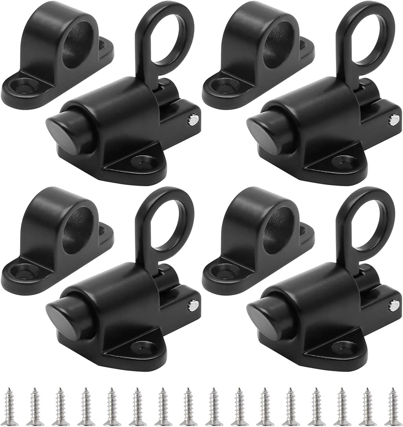 قفل درب فنری خودکار SYOSI، قفل درب، قفل امنیتی، قفل دروازه پنجره اتوماتیک، قفل فنری، قفل درب فنری با حلقه کششی آلیاژ آلومینیوم با پیچ، 4 عدد