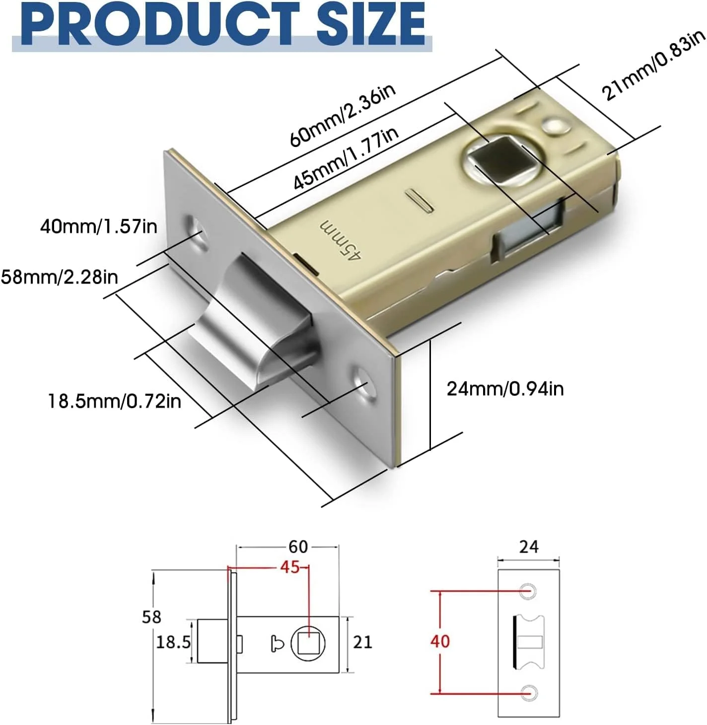 زبانه لوله ای 45 میلی متری SYOSI، 2 عدد زبانه درب کروم براق، طراحی شده برای استفاده با دستگیره های اهرمی فنری