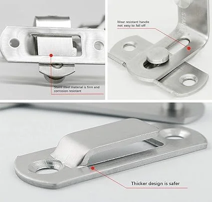 قفل زبانه گردان TAMADAA HR MALL | زبانه میله ای استیل ضد زنگ سنگین | قفل زبانه ای ایمنی برای درب و پنجره منزل، قفل زبانه ای درب کشویی عتیقه با پیچ (1 عدد)