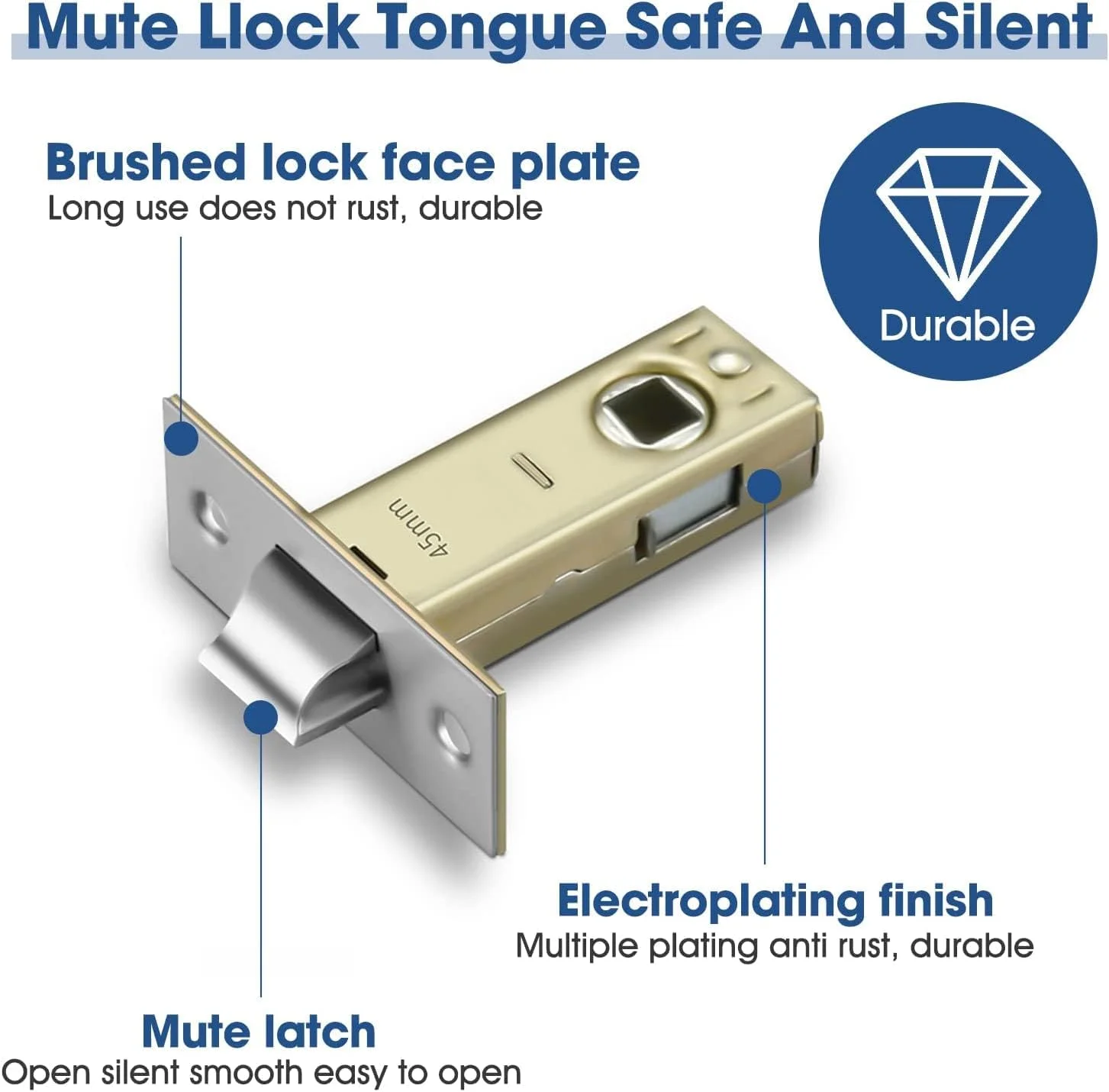 زبانه لوله ای 45 میلی متری SYOSI، 2 عدد زبانه درب کروم براق، طراحی شده برای استفاده با دستگیره های اهرمی فنری