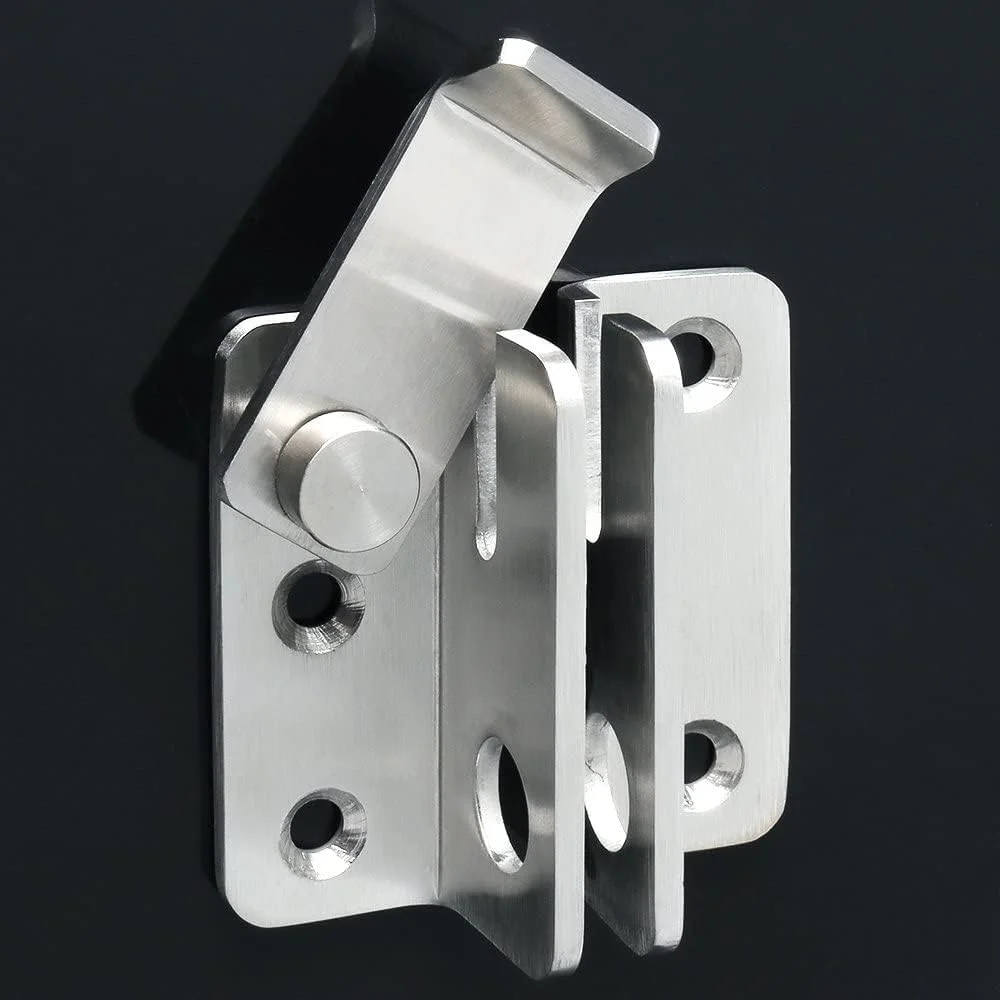 قفل چرخشی SYOSI، دو عدد، ضخامت 3 میلی‌متر، قفل درب ایمنی سنگین، مناسب برای درب‌های دوتایی، پنجره، انبار، کمد، کشو، کابینت، گاراژ، استیل ضد زنگ، نیکل برس خورده