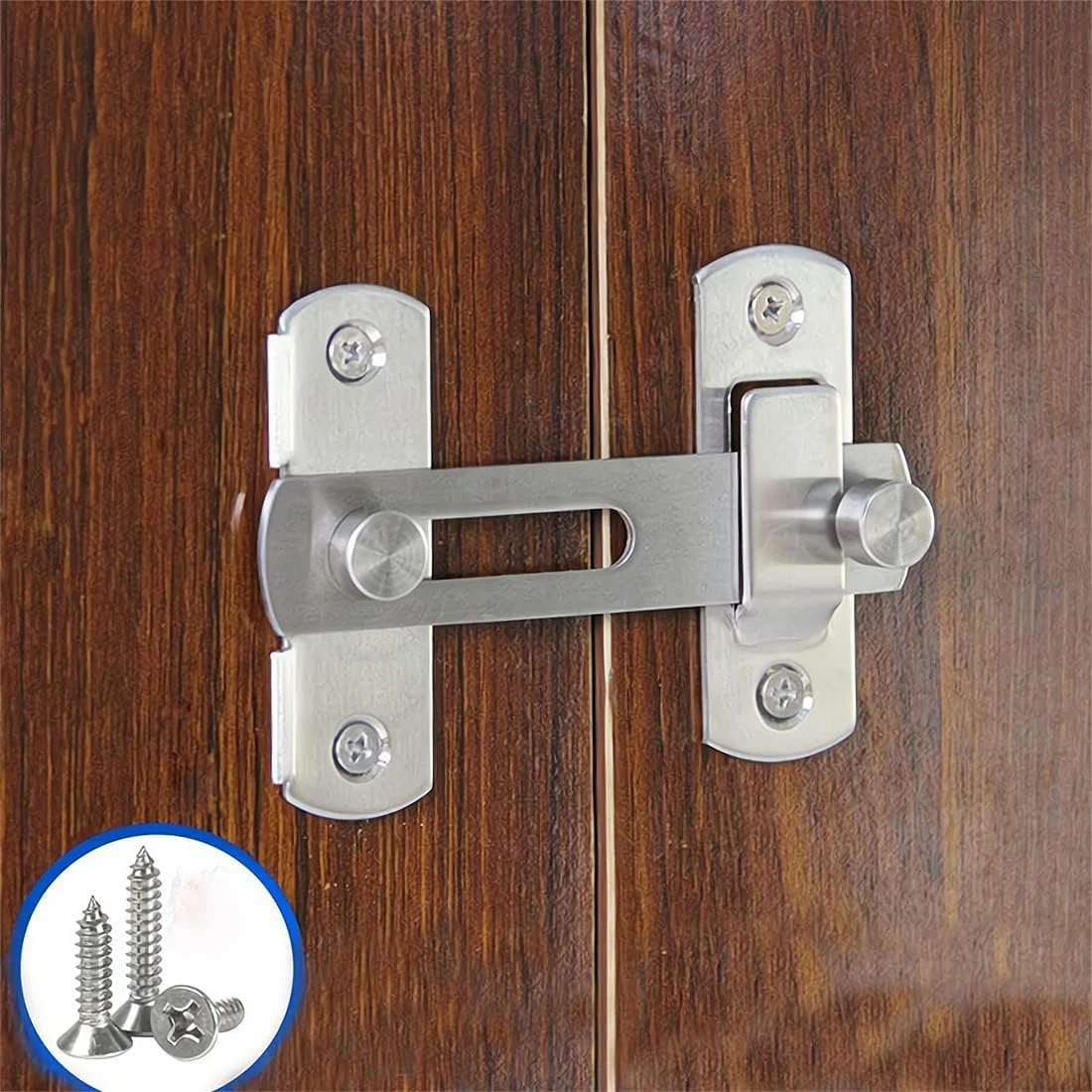 قفل زبانه ای استیل ضد زنگ SYOSI، قفل کشویی میله ای ایمنی درب برای دروازه، کابینت، حصار، پنجره، 3 اینچ