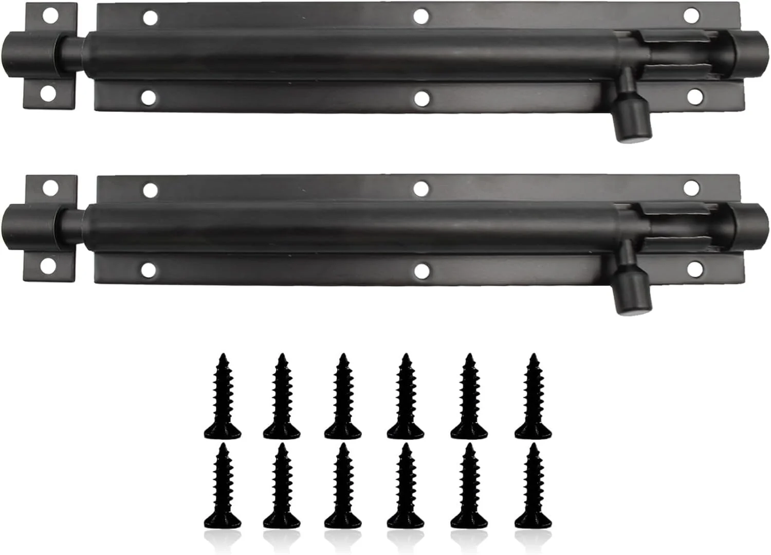 دو عدد قفل زبانه درب، قفل درب انباری، قفل زبانه مشکی سنگین، زبانه مات استیل ضد زنگ قوی با پیچ برای حمام، توالت، انباری، دوش (164 میلی متر/6 اینچ)