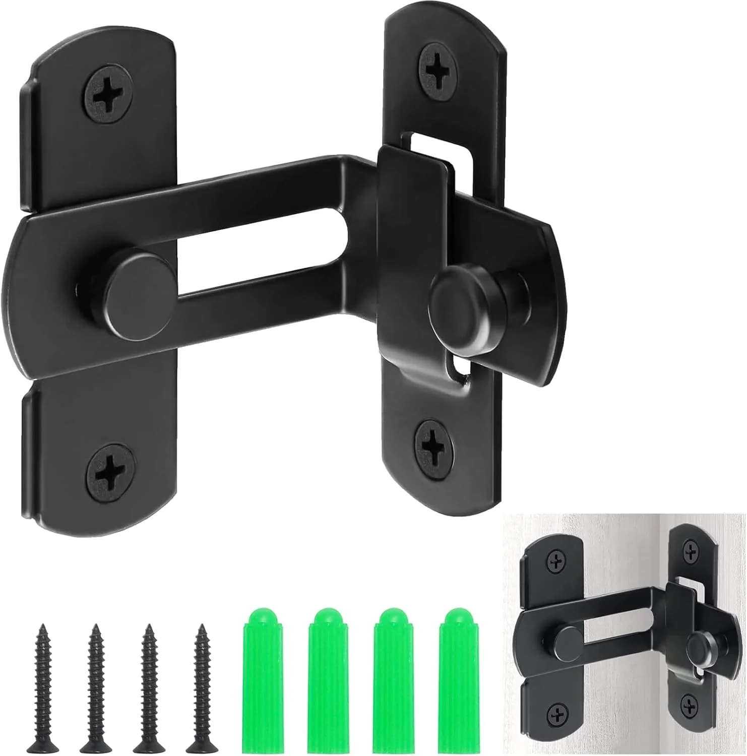 زبانه قفل درب استیل ضد زنگ، مشکی