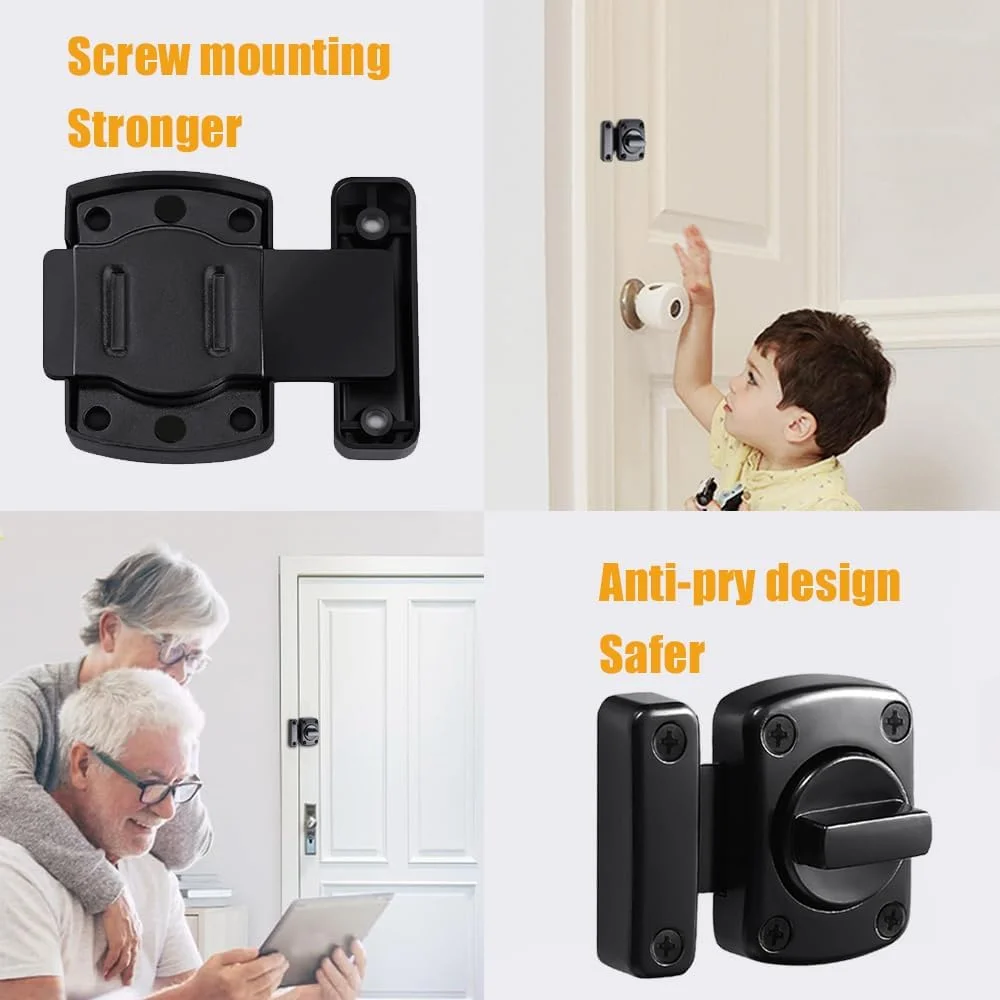 قفل چرخشی درب فرانسوی SWIUKPHE، قفل زبانه درب داخلی، قفل های ایمنی درب تک از داخل، قفل تقویت کننده درب داخلی اتاق خواب، قفل محفظه حمام 180 درجه