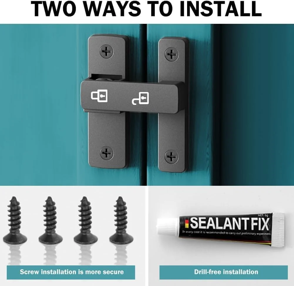 قفل درب SWIUKPHE، زبانه سنگین 180 درجه، قفل درب انبار، قفل درب برای درب های کشویی، باغ، حمام، انبار (قفل درب 180 درجه)