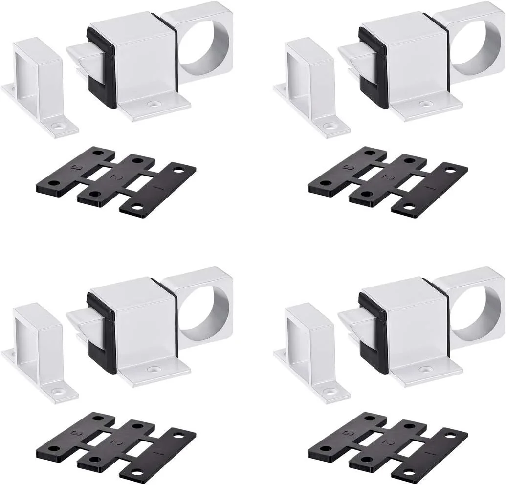 قفل زبانه درب SYOSI، قفل فنری خودکار امنیتی از جنس آلیاژ آلومینیوم برای پنجره و دروازه، 4 عدد (سفید)