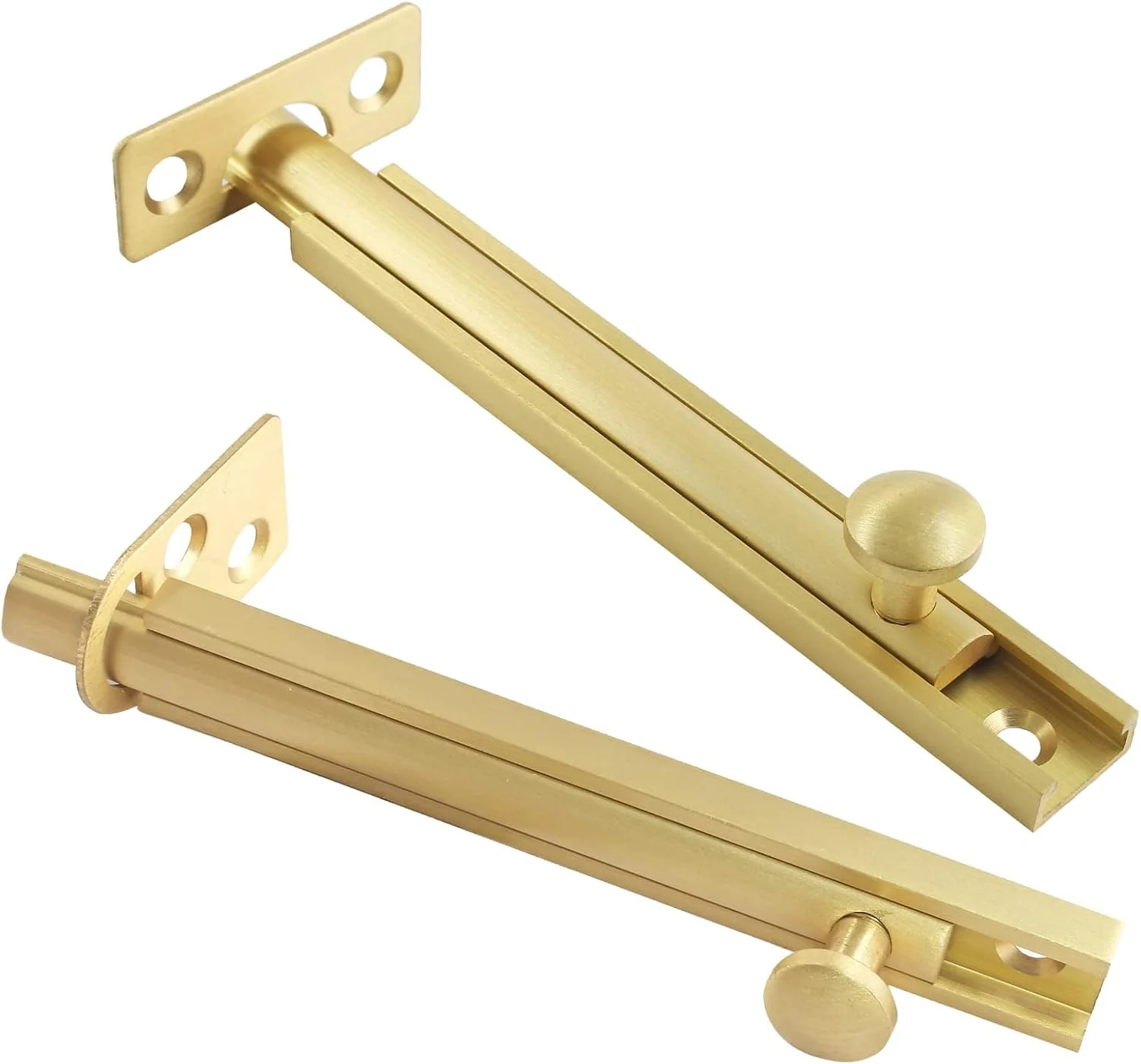 قفل زبانه ای کشویی برنجی SYOSI، قفل درب سنگین و بادوام، قفل سطحی کابینت به همراه پیچ (10 سانتی متر، طلایی مات)