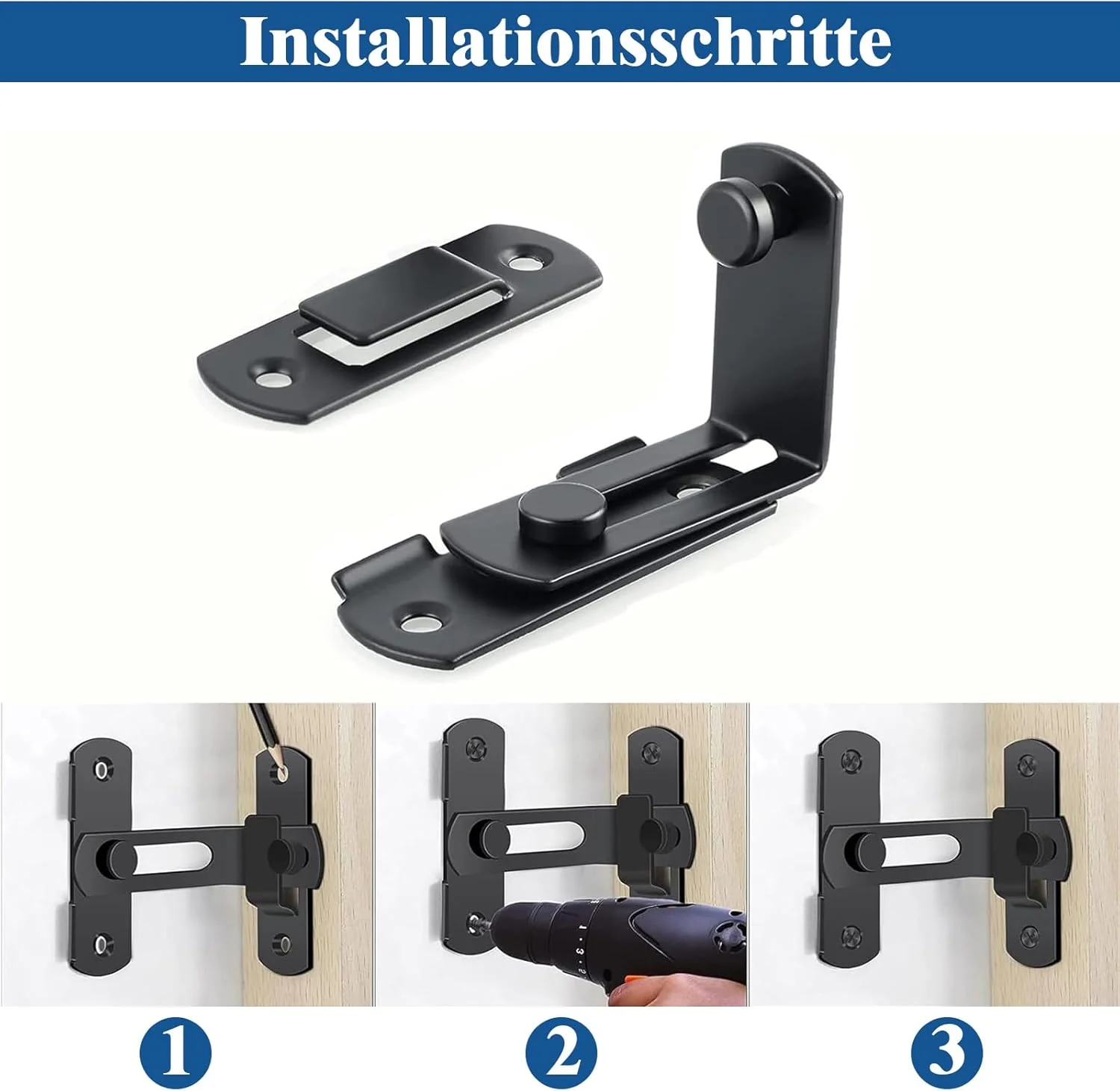 زبانه قفل درب استیل ضد زنگ، مشکی