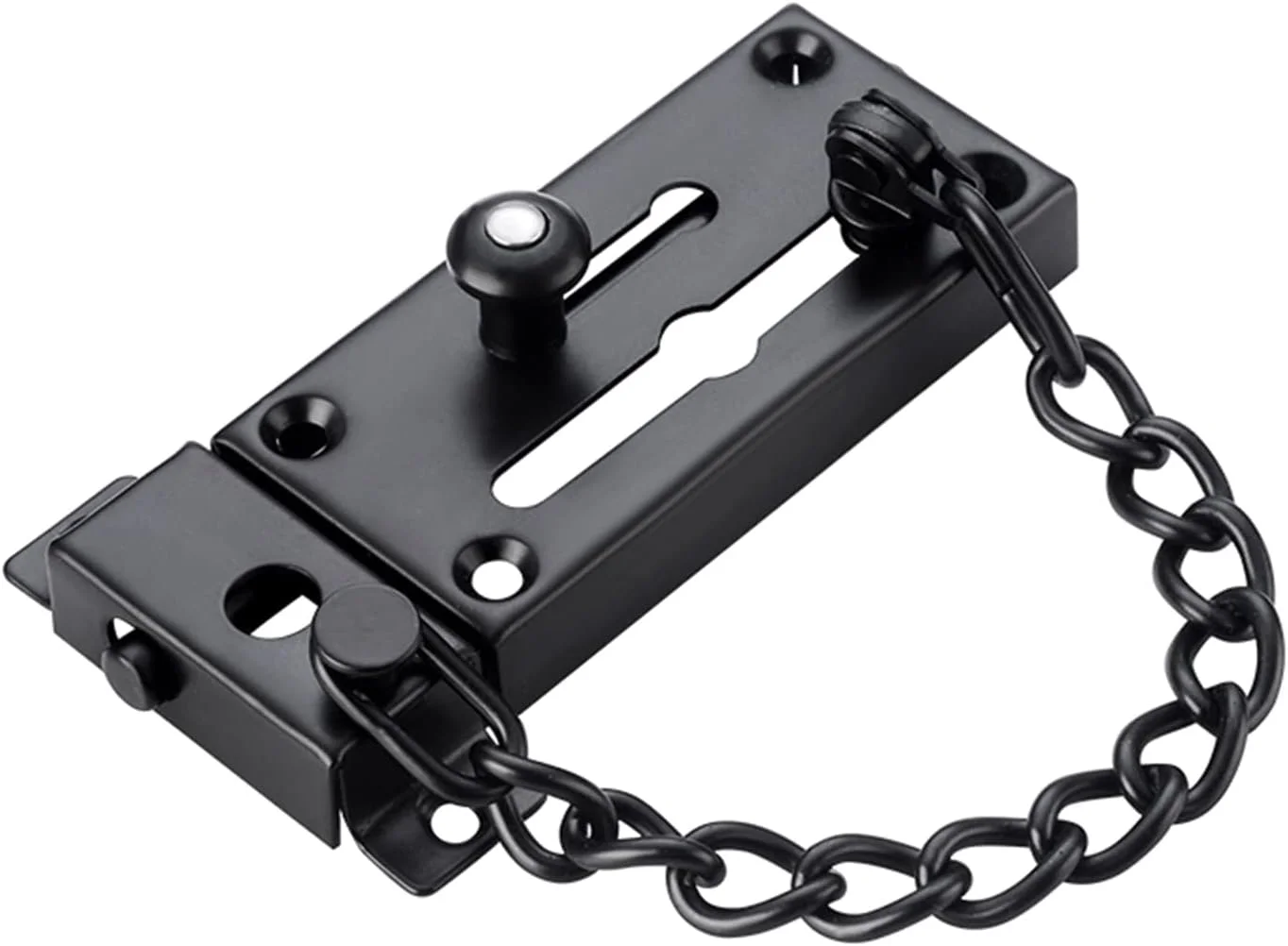 قفل زنجیری درب سانگلیام، قفل زبانه درب با زنجیر ضد سرقت، محافظ زنجیری درب با قفل کشویی، قفل بشکه ای، قفل زنجیری سنگین برای داخل درب، قفل زبانه کشویی با 6 عدد پیچ (مشکی مات)