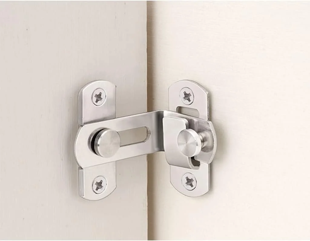 قفل درب زاویه راست فولاد ضد زنگ، قفل درب زاویه راست 90 درجه، سگک درب اتاق، سگک درب کشویی، سگک درب حمام انبار، شیک و کاربردی