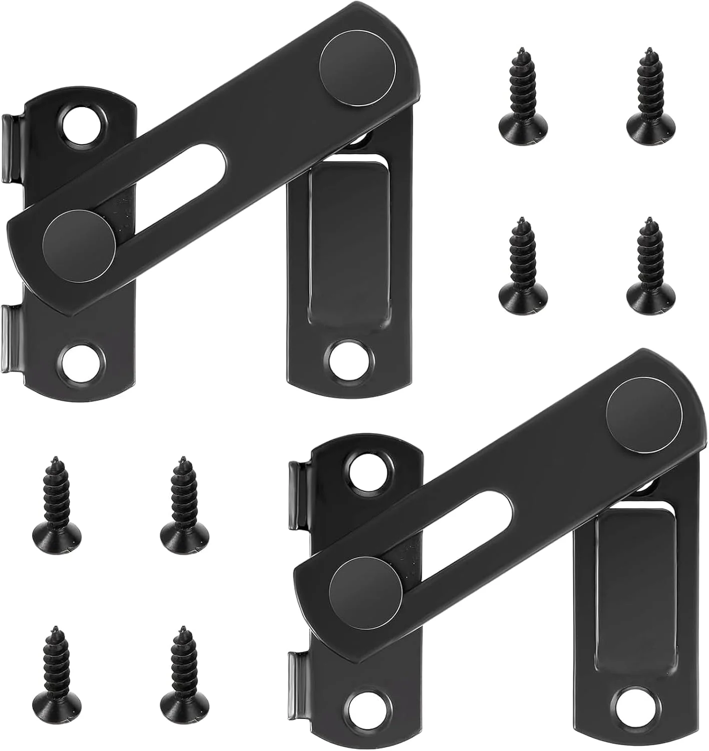 قفل درب ضخیم تر، قفل درب استیل ضد زنگ، قفل درب مشکی، زبانه با پیچ، زبانه کشویی برگشت پذیر، برای گاراژها، باغ ها، حمام ها، پنجره ها، کابینت ها، انبارها (2 عدد)