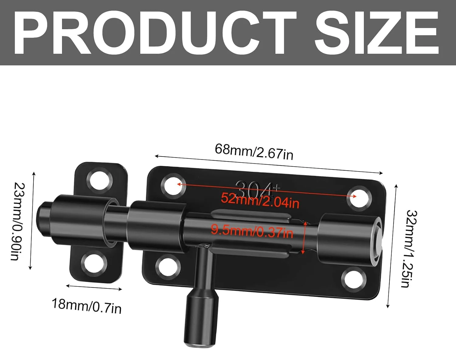 قفل زبانه ای درب استیل ضد زنگ، بسته 2 عددی، قفل کشویی با 12 پیچ، قفل درب، قفل کشویی برای خانه، حیاط، درب باغ، حصار، انبار، پنجره، اتاق خواب