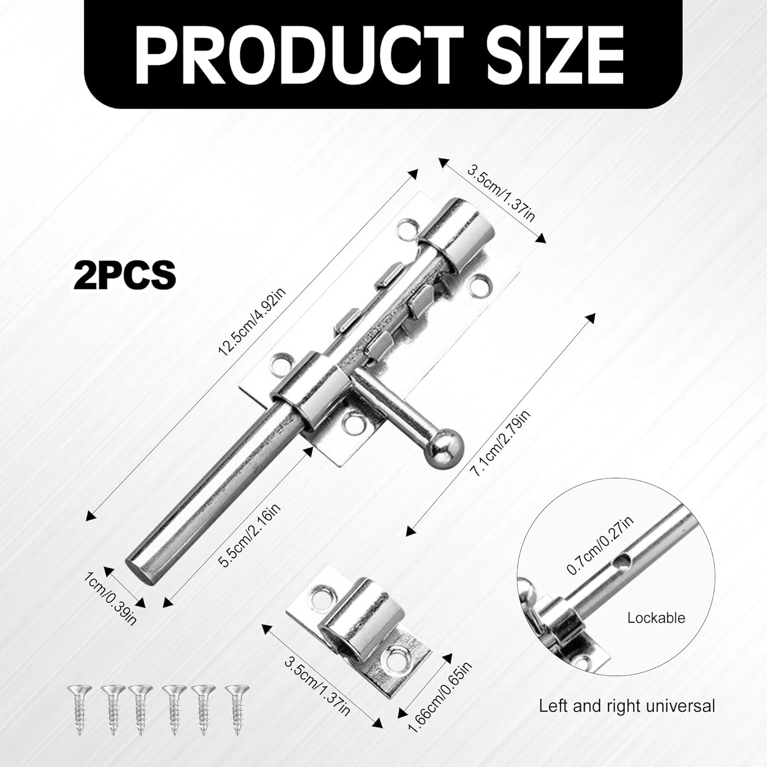 2 عدد قفل زبانه ای درب 5 اینچی، قفل درب دروازه برای دروازه های چوبی، قفل درب استیل ضد زنگ، قفل کشویی سنگین، قفل امنیتی برای حمام، اتاق خواب، درب های باغ