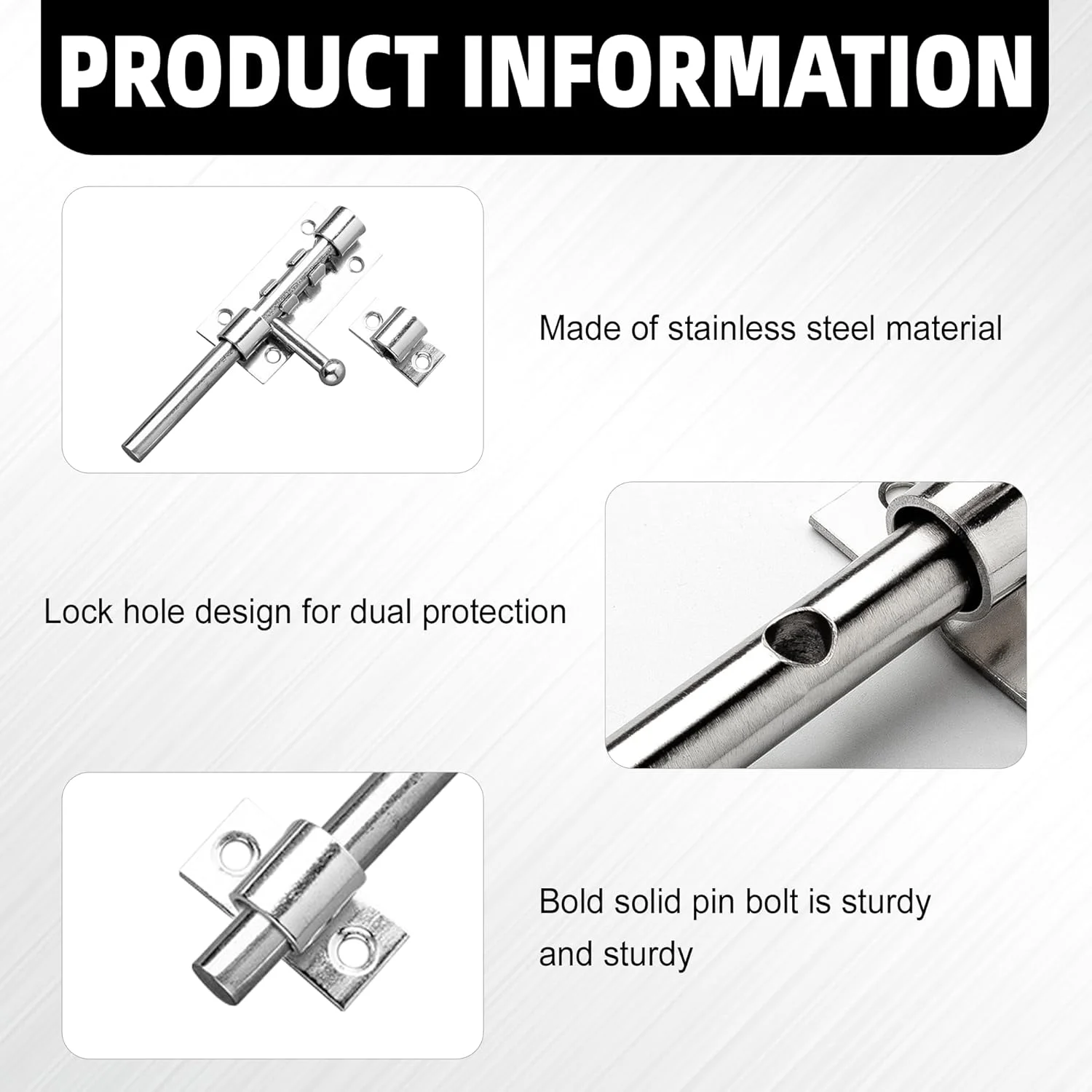 2 عدد قفل زبانه ای درب 5 اینچی، قفل درب دروازه برای دروازه های چوبی، قفل درب استیل ضد زنگ، قفل کشویی سنگین، قفل امنیتی برای حمام، اتاق خواب، درب های باغ