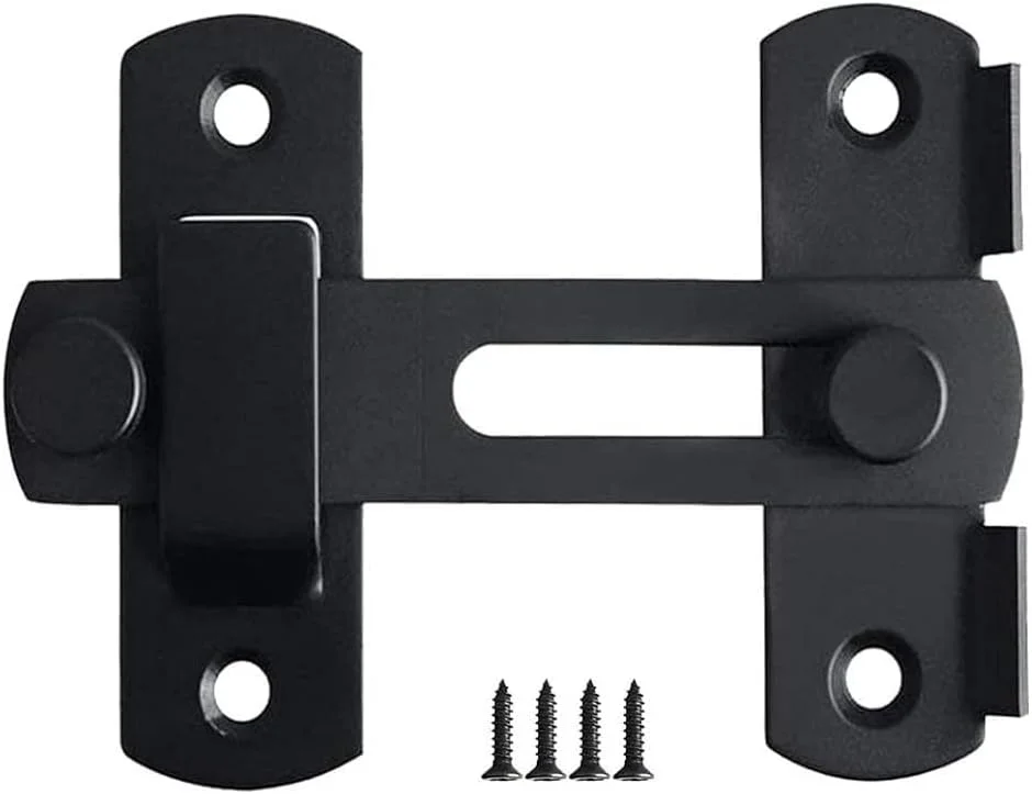 قفل درب استیل ضد زنگ، 1 عدد قفل کشویی 4 اینچی برای درب، قفل ایمنی سنگین برای کابینت، حمام، گاراژ، باغ، کمد، انبار، پنجره، حصار چوبی (مشکی)