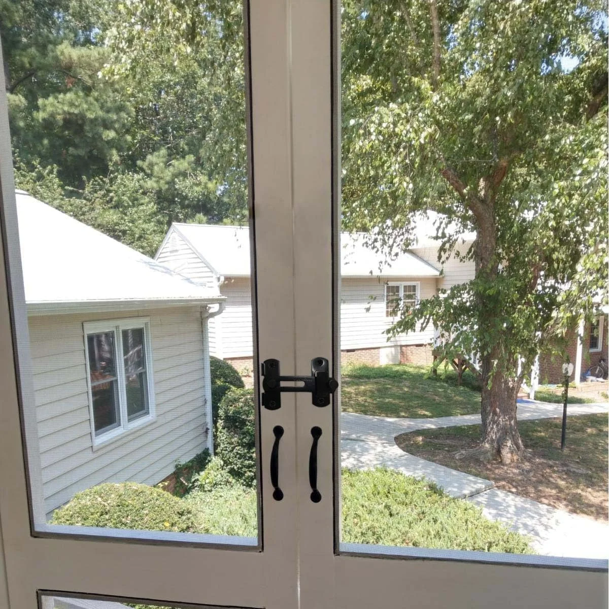 قفل درب استیل ضد زنگ، 1 عدد قفل کشویی 4 اینچی برای درب، قفل ایمنی سنگین برای کابینت، حمام، گاراژ، باغ، کمد، انبار، پنجره، حصار چوبی (مشکی)