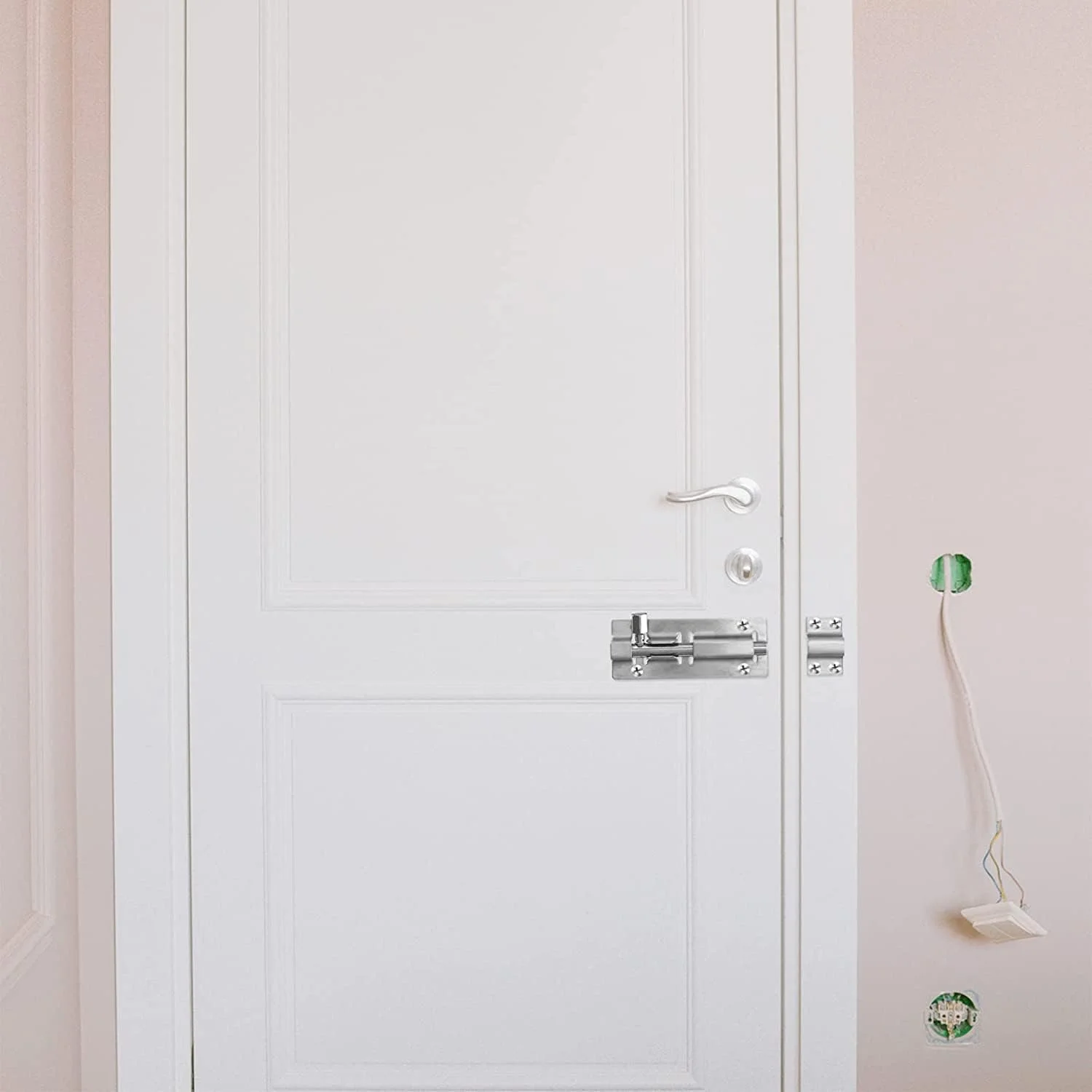 قفل زبانه ای استوانه ای ویلا، 4 اینچ، فولاد ضد زنگ، قفل کشویی درب، محافظ امنیت و حریم خصوصی شما برای منزل و هتل، نقره ای، سایز (4 اینچ)