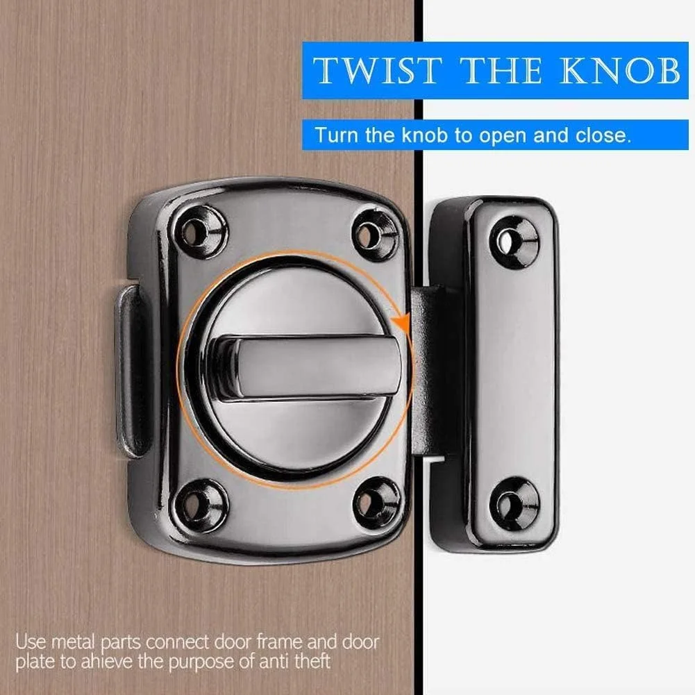 قفل چرخشی دو عددی، قفل درب استیل ضد زنگ، محافظت ضد سرقت، قفل چرخشی درب برای درهای مختلف حمام، کمد و غیره (مشکی)