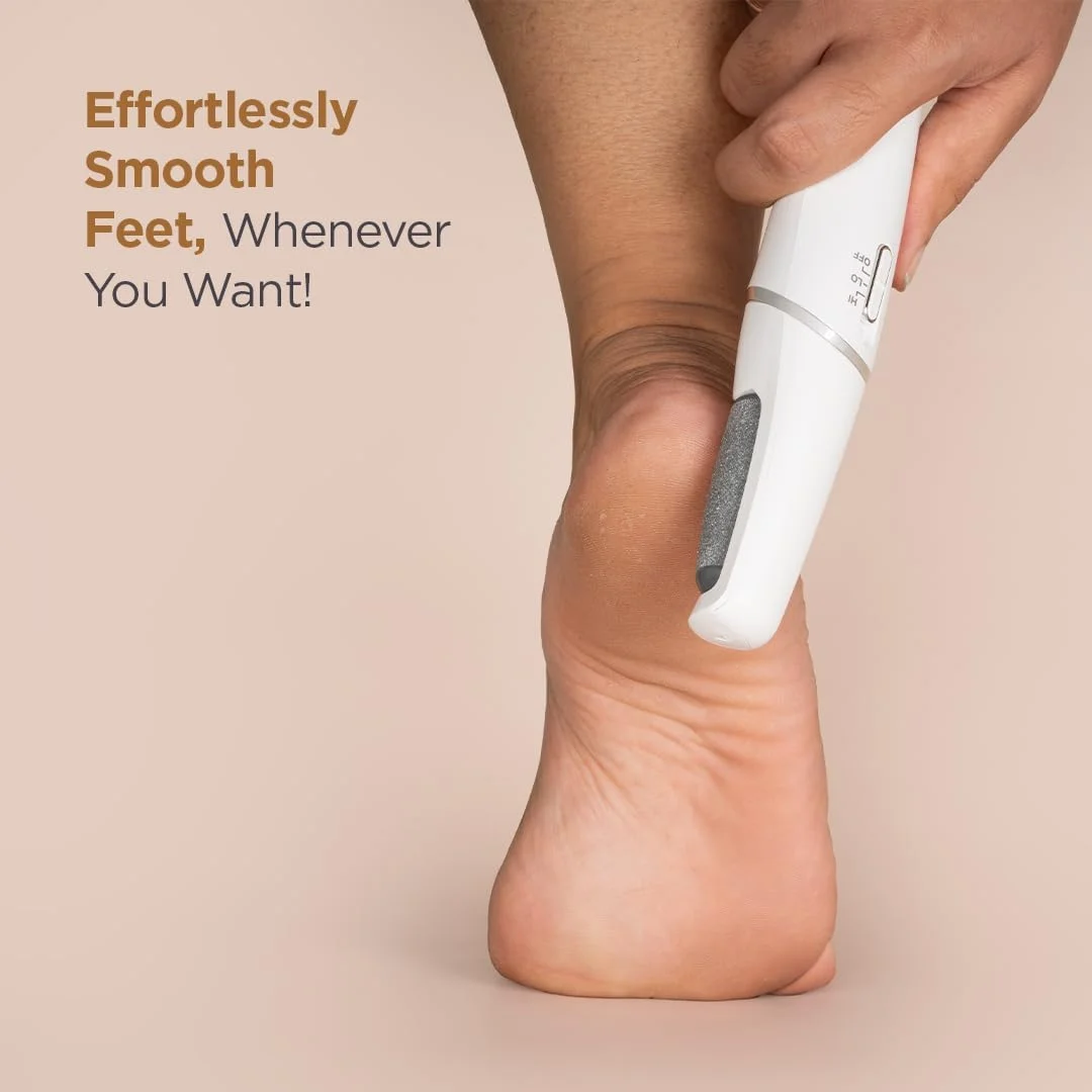 سوهان پدیکور شارژی FURR | از بین برنده پوست مرده پا | 2 حالت سرعت | 2 سری غلتکی برای لایه برداری | 1 سال گارانتی | 1 ساعت عمر باتری | مقاوم در برابر آب