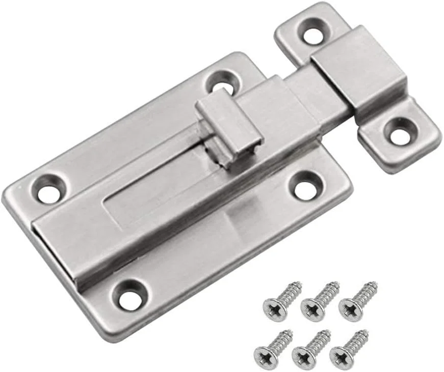 قفل زبانه ای درب استیل ضد زنگ 3 اینچی، قفل کشویی استوانه ای نصب شده برای انواع درب های داخلی (1 عدد) قفل زبانه ای درب استیل ضد زنگ 3 اینچی، قفل کشویی استوانه ای نصب شده برای انواع درب های داخلی (1 عدد)