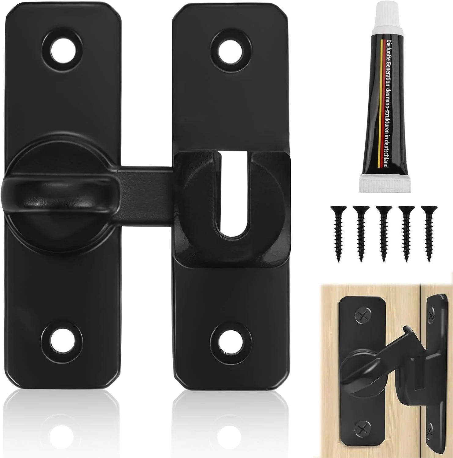 قفل زبانه استیل ضد زنگ، قفل زبانه 90°/180°، قفل کشویی درب، قفل درب داخلی، قفل کشویی درب، قفل استیل ضد زنگ برای باغ، پنجره، حمام، درب های داخلی