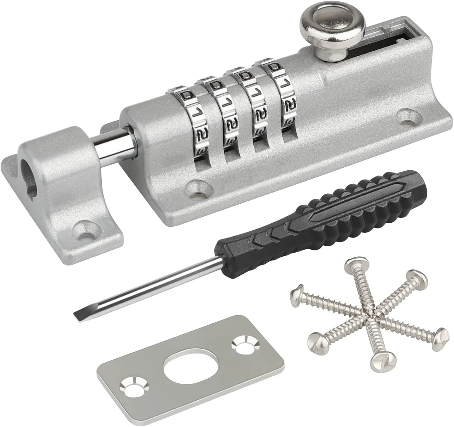 قفل ترکیبی اسپوپال، [ضد آب و ضد سرقت] قفل ترکیبی 120 میلی‌متری با رمز 4 رقمی منحصر به فرد، قفل ضخیم زبانه درب آلیاژ روی جامد برای خانه، دروازه، سوله، گاراژ (نقره‌ای)