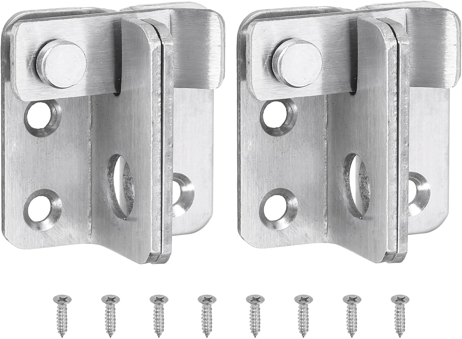 قفل زبانه ای چرخشی دروازه سورسیینگ مپ 2 عددی، قفل کشویی 45 میلی متری استیل ضد زنگ با سوراخ قفل برای انبار کابینت قفس حیوانات خانگی حصار چوبی پنجره گاراژ (باز به چپ، نقره ای)