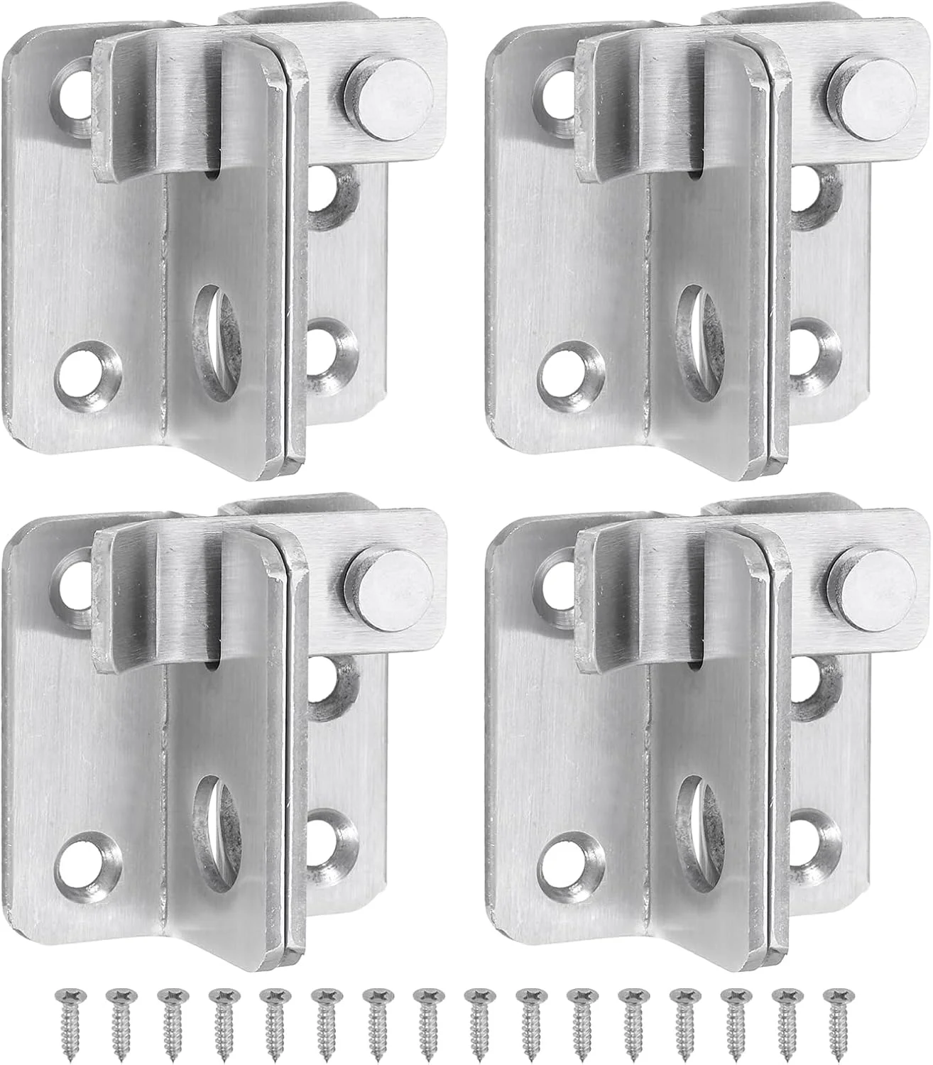 زبانه قفل چرخشی دروازه سورسیینگ مپ، 4 عددی، قفل کشویی استیل ضد زنگ 45 میلی متری با سوراخ قفل برای انبار، قفس حیوانات خانگی، حصار چوبی، پنجره گاراژ (بازشو راست، نقره ای)