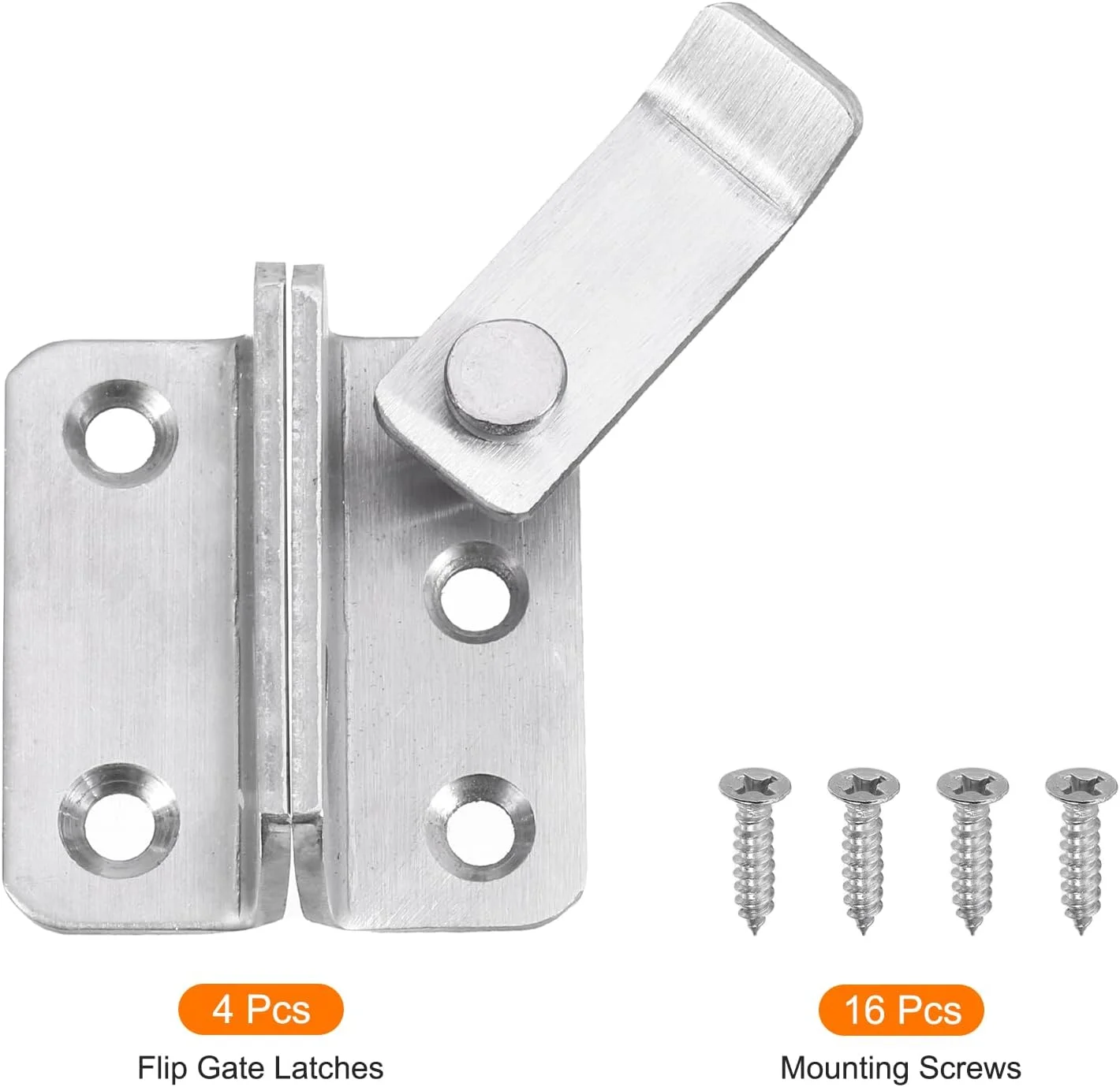 زبانه قفل چرخشی دروازه سورسیینگ مپ، 4 عددی، قفل کشویی استیل ضد زنگ 45 میلی متری با سوراخ قفل برای انبار، قفس حیوانات خانگی، حصار چوبی، پنجره گاراژ (بازشو راست، نقره ای)