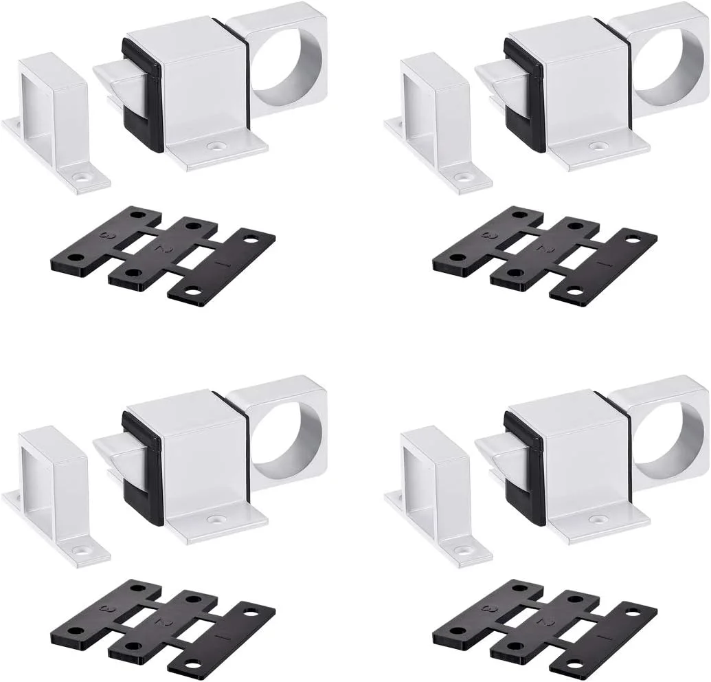 زبانه قفل درب، فنری خودکار آلومینیومی، قفل جهشی درب و پنجره، 4 عدد (سفید)