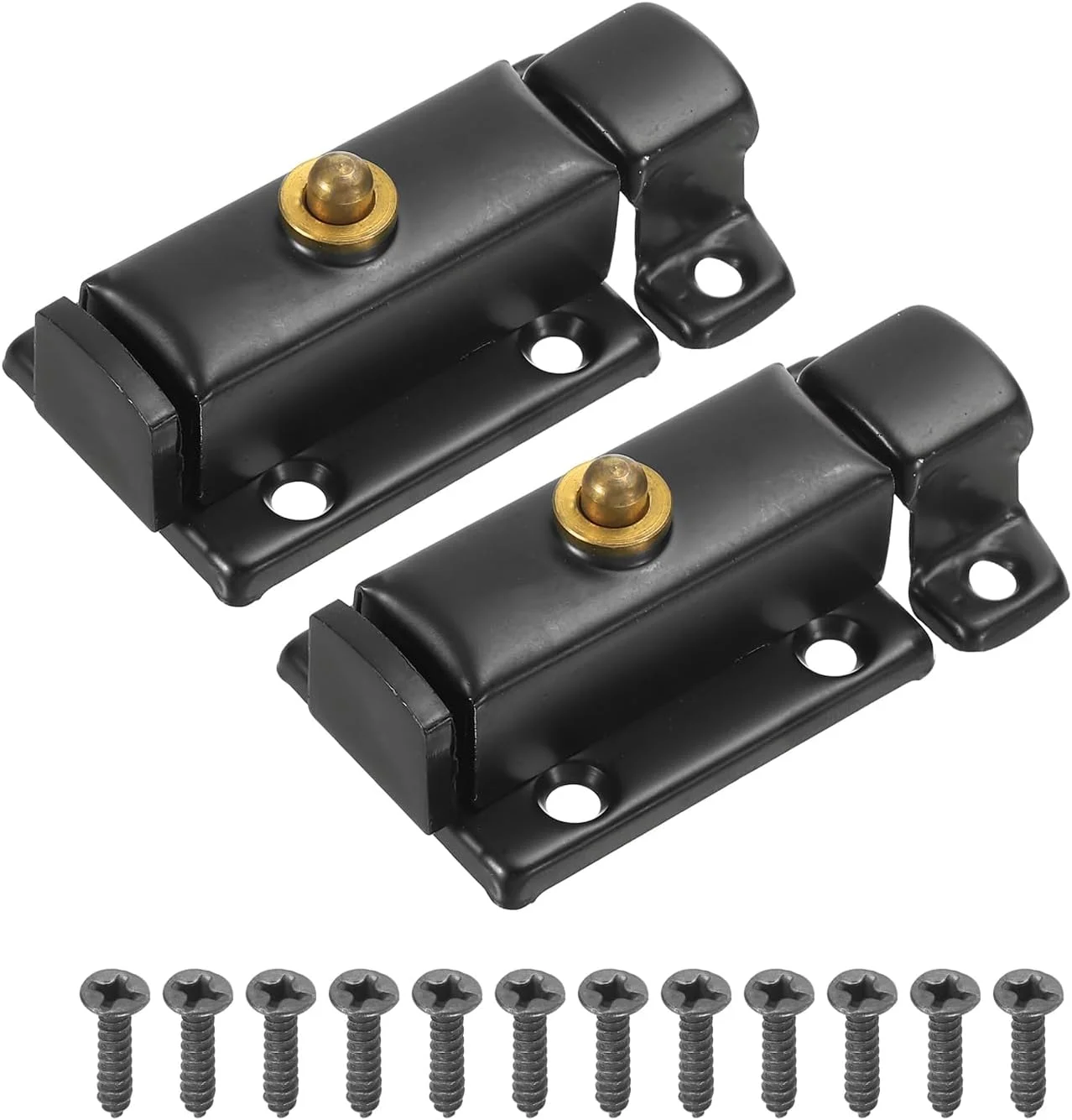 سورسینگ مپ پین ضامن فنری 5.08x3 سانتیمتر قفل کشویی ایمنی درب با دکمه قفل داخلی درب قفل کشویی با پیچ و مهره کابینت مبلمان مشکی، بسته 2 عددی