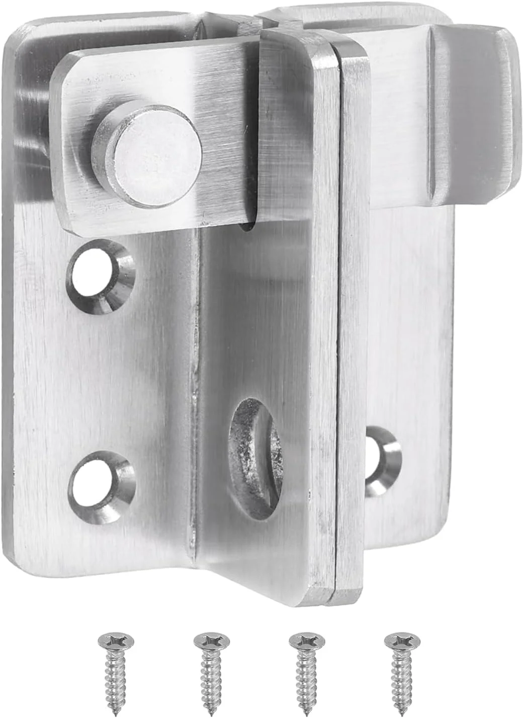 زبانه قفل چرخشی، 62 میلی متر، استیل ضد زنگ، قفل کشویی درب با سوراخ قفل آویز برای انبار، کابینت، قفس حیوانات خانگی، حصار چوبی، پنجره گاراژ (باز به چپ، نقره ای)