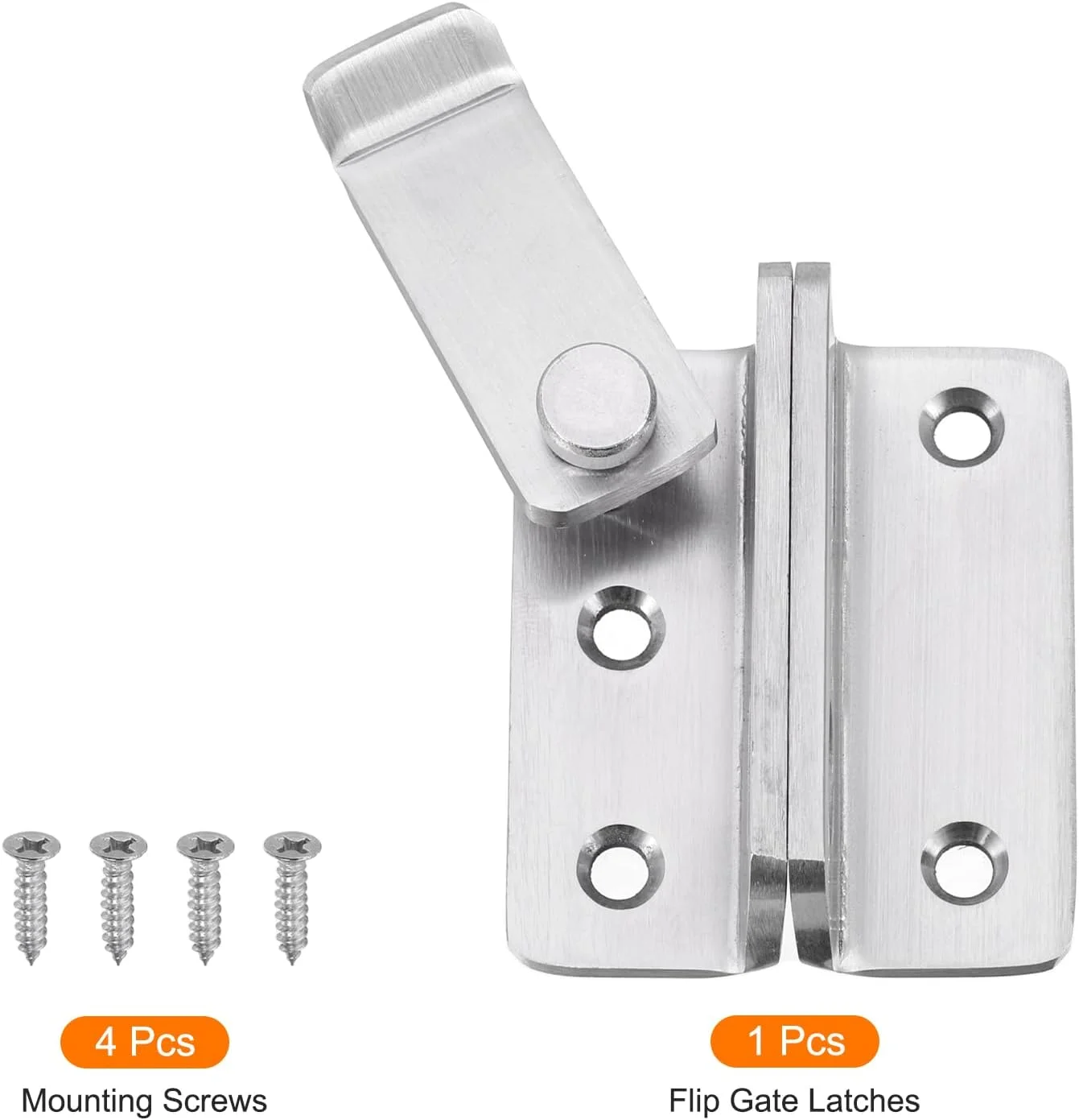 زبانه قفل چرخشی، 62 میلی متر، استیل ضد زنگ، قفل کشویی درب با سوراخ قفل آویز برای انبار، کابینت، قفس حیوانات خانگی، حصار چوبی، پنجره گاراژ (باز به چپ، نقره ای)