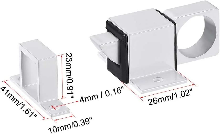 زبانه قفل درب، فنری خودکار آلومینیومی، قفل جهشی درب و پنجره، 4 عدد (سفید)