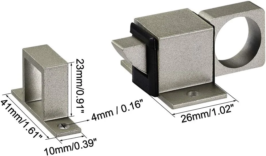 زبانه قفل درب، فنری خودکار آلومینیومی برای امنیت پنجره و دروازه، 4 عدد (خاکستری تیره)