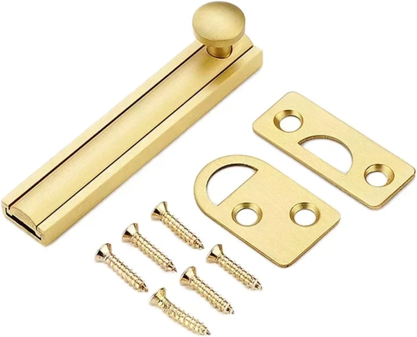 قفل زبانه درب 6 عددی، قفل کشویی درب، بست قفل، سخت افزار امنیتی درب منزل برای درهای فرورفته و دروازه های همسطح (طلایی 3 اینچ)