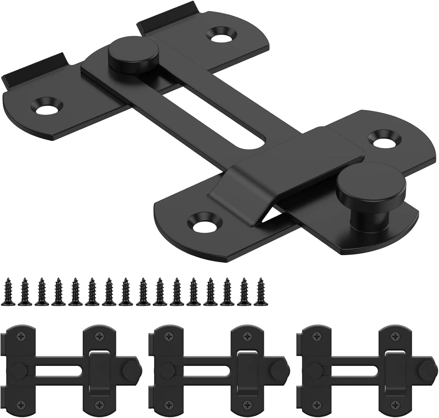 قفل درب کشویی 4 عددی، قفل های چرخشی استیل ضد زنگ 180 درجه، سگک درب انبار، قفل کوچک ضخیم دروازه، قفل زبانه ایمنی درب برای درب کابینت کمد حصار -RLA